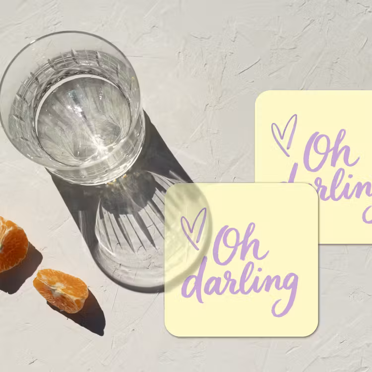 Onderzetter - Oh darling - Geel - Hart — 3