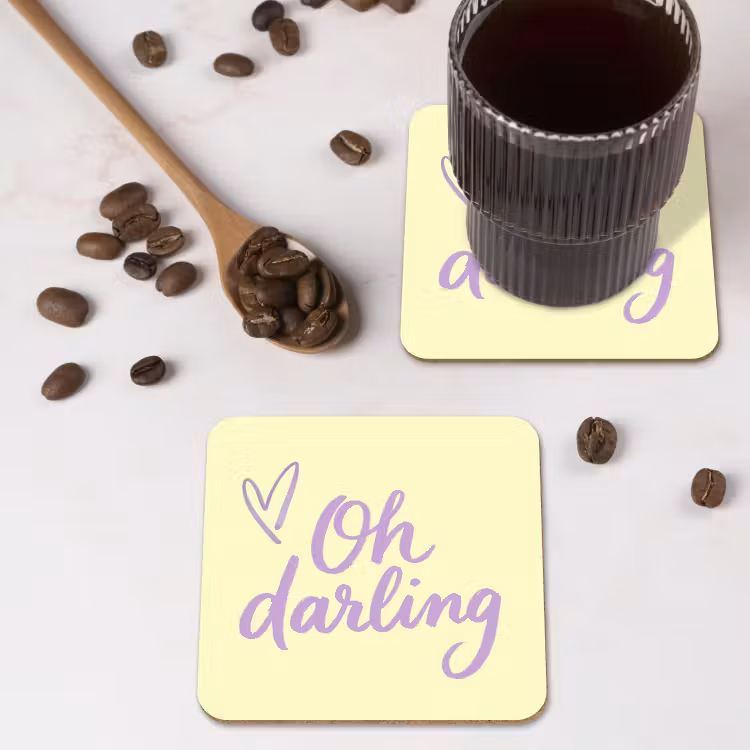 Onderzetter - Oh darling - Geel - Hart — 4
