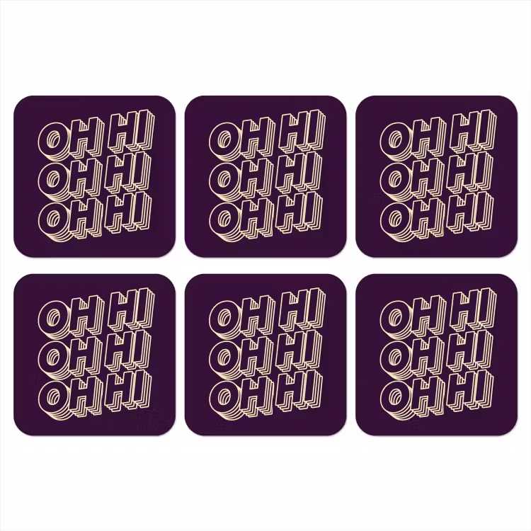 Onderzetter - Oh hi - Paars - 3D — 1