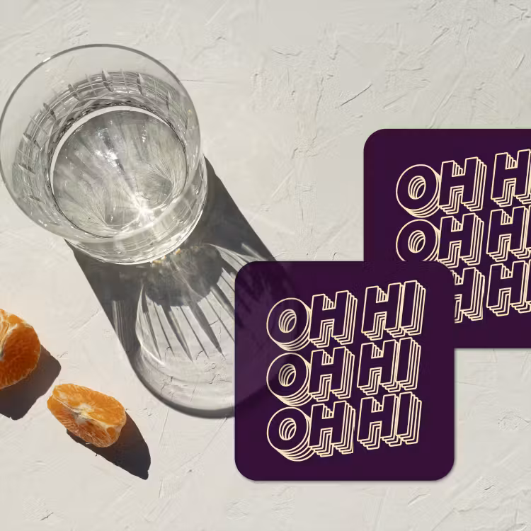 Onderzetter - Oh hi - Paars - 3D — 3