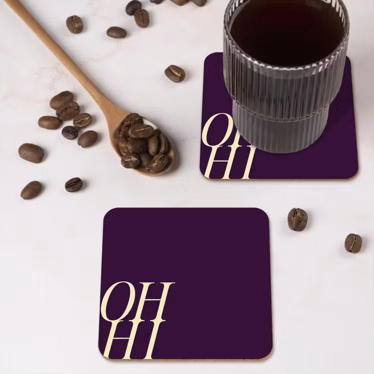 Onderzetter - Oh hi - Paars - Cursief — 4