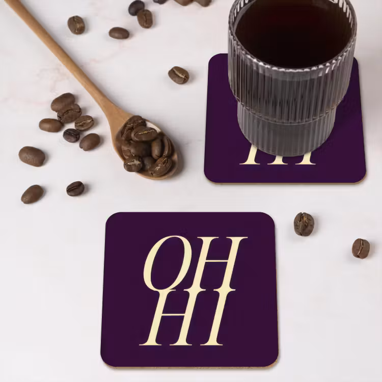 Onderzetter - Oh hi - Paars - Minimalistisch — 4