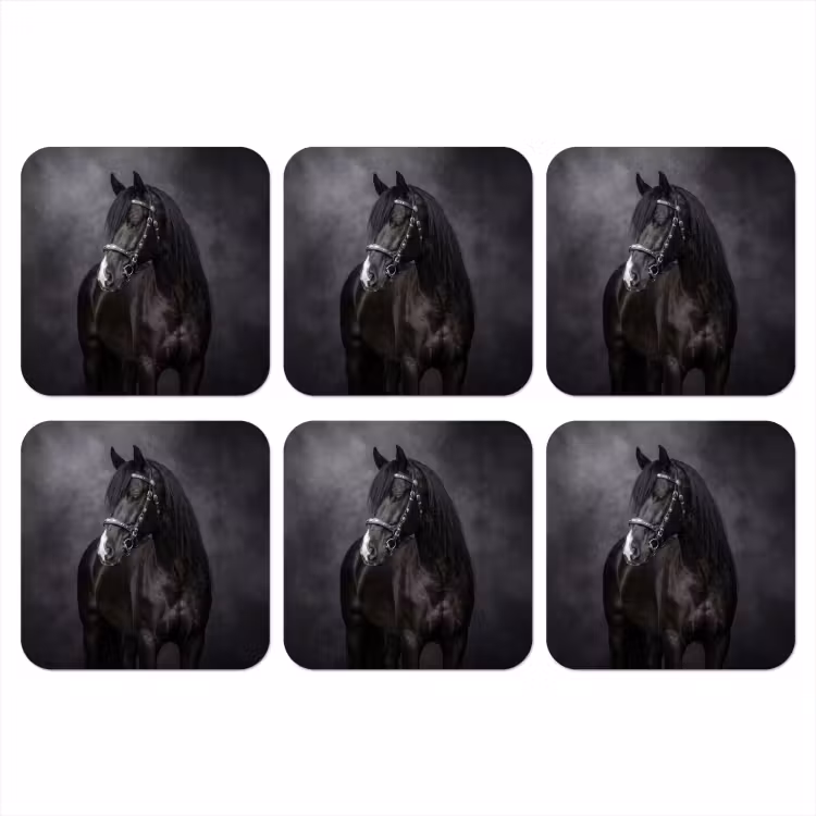Onderzetter - Portret - Paard - Zwart — 1