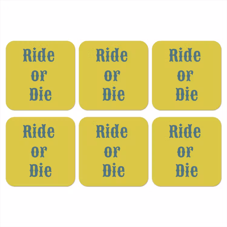 Onderzetter - Ride or die - Geel - Blauw — 1