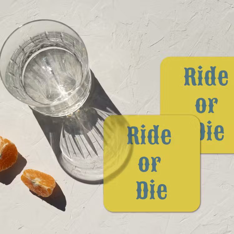 Onderzetter - Ride or die - Geel - Blauw — 3