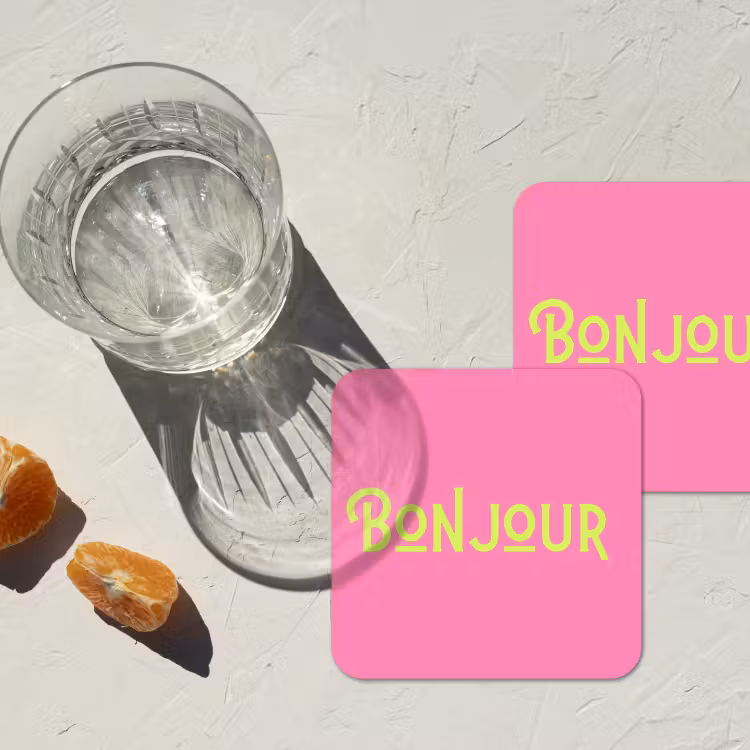 Onderzetter - Roze - Groene Bonjour - art-deco — 3