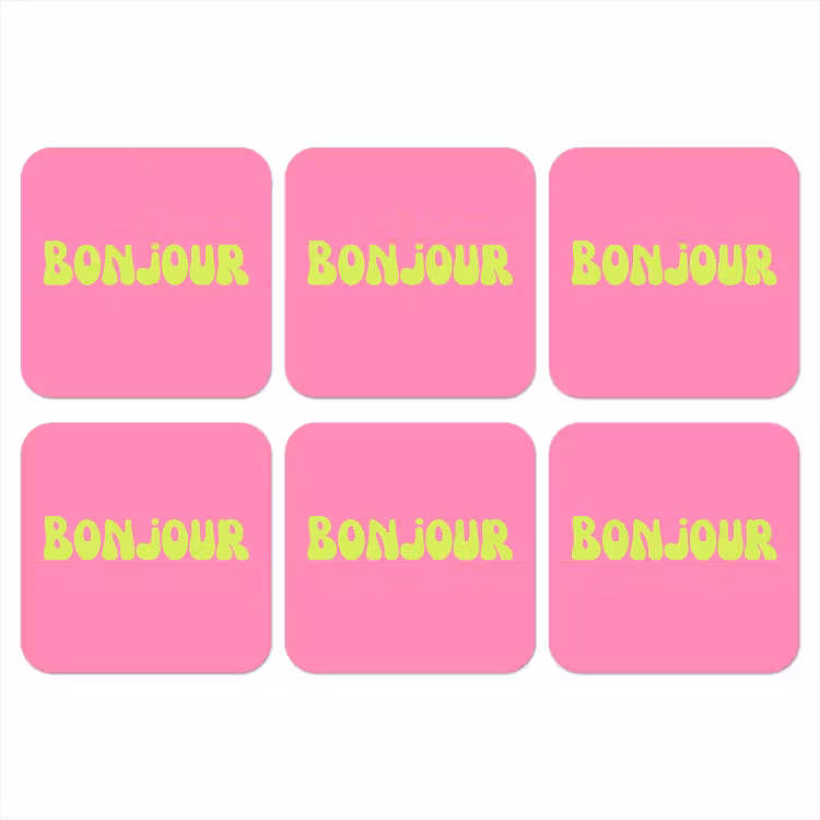 Onderzetter - Roze - Groene bonjour - Organisch — 1