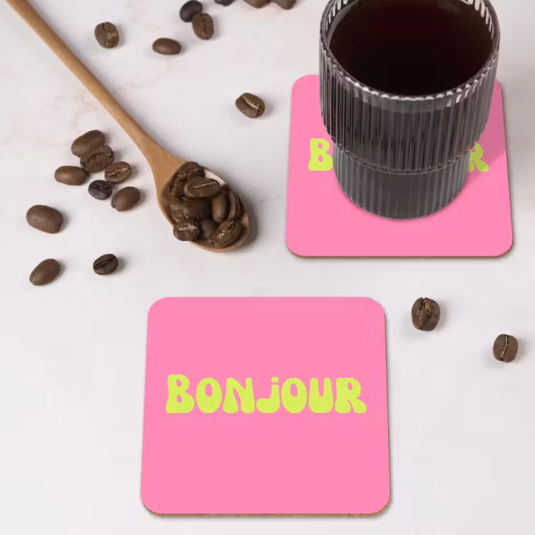 Onderzetter - Roze - Groene bonjour - Organisch — 4