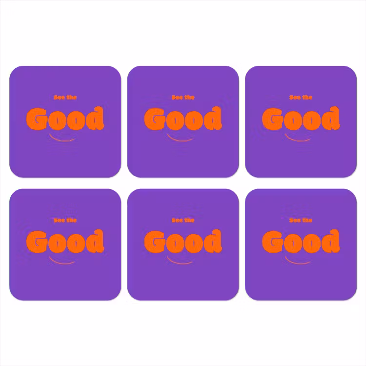 Onderzetter - See the good - Oranje - Paars - Smiley — 1