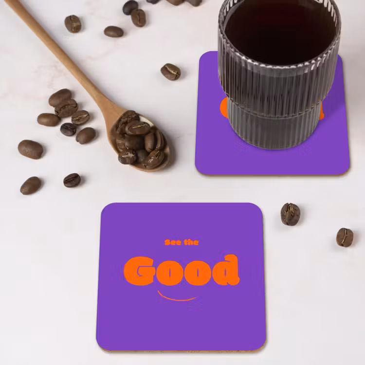 Onderzetter - See the good - Oranje - Paars - Smiley — 4