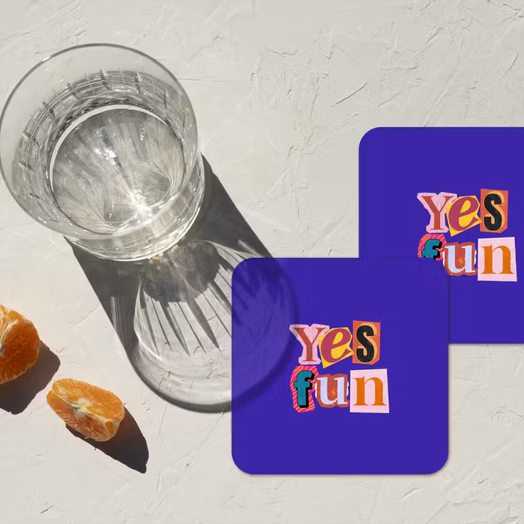 Onderzetter - Yes fun - Kleurrijk - Collage-stijl — 3