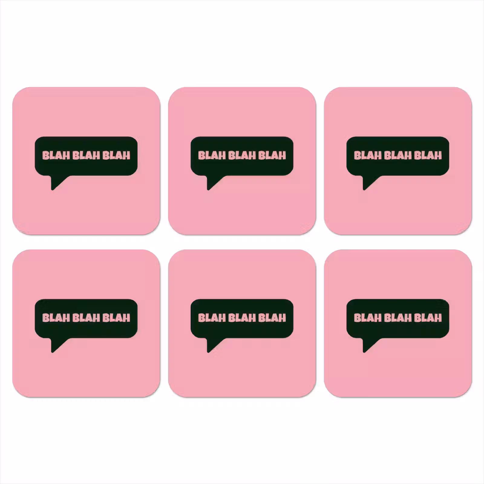 Onderzetter - Roze - Tekstwolk - Groen - BLAH BLAH BLAH — 1