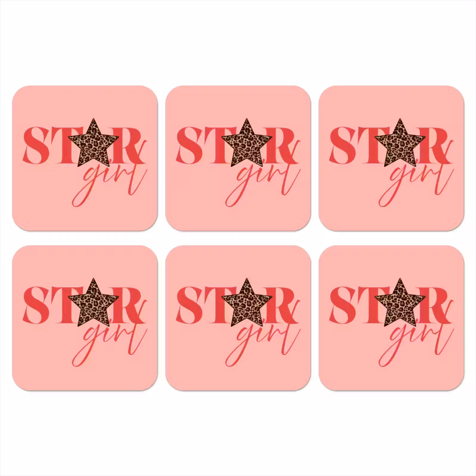 Onderzetter - Star girl - Roze - Panter - Ster — 1