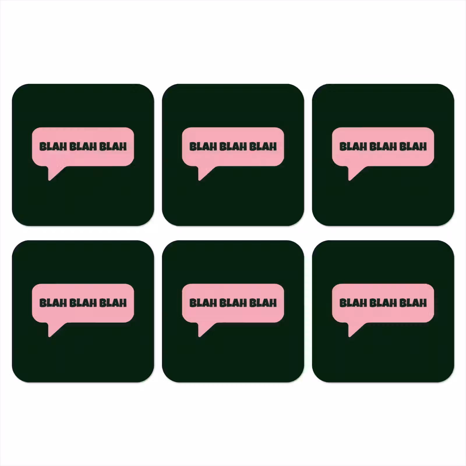 Onderzetter - Tekstwolk - BLAH BLAH BLAH - Roze — 1