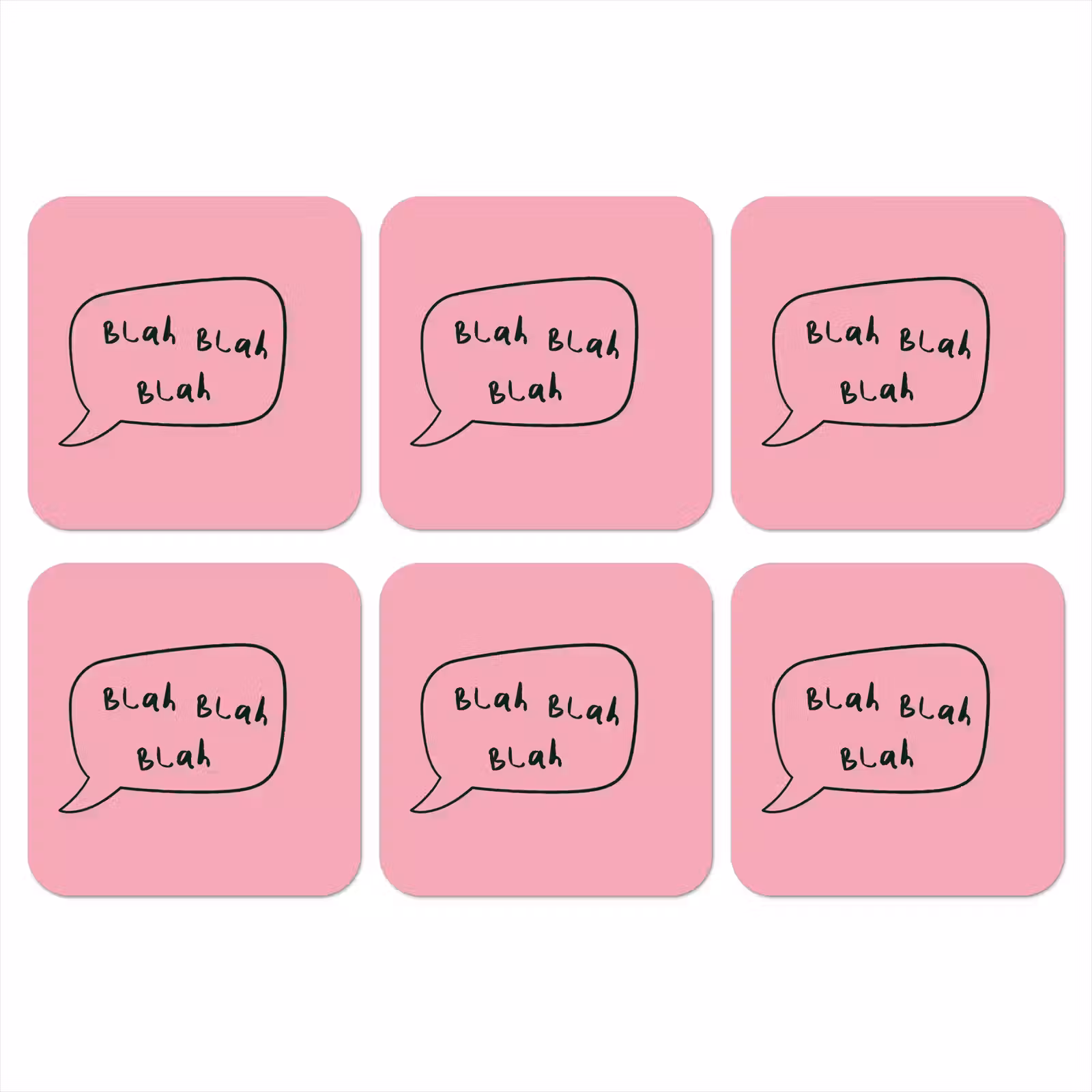 Onderzetter - Tekstwolkje - BLAH BLAH BLAH - Roze — 1