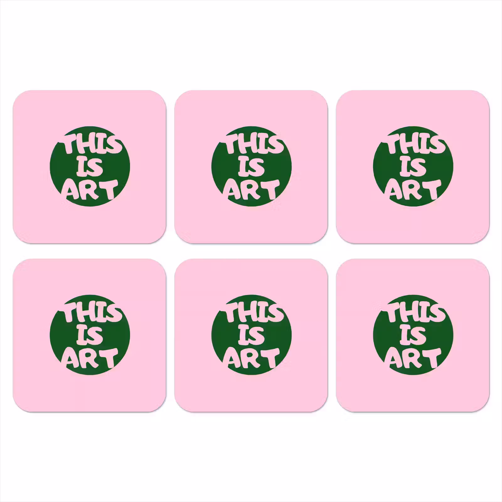 Onderzetter - This is art - Tekst - Cirkel - Groen — 1