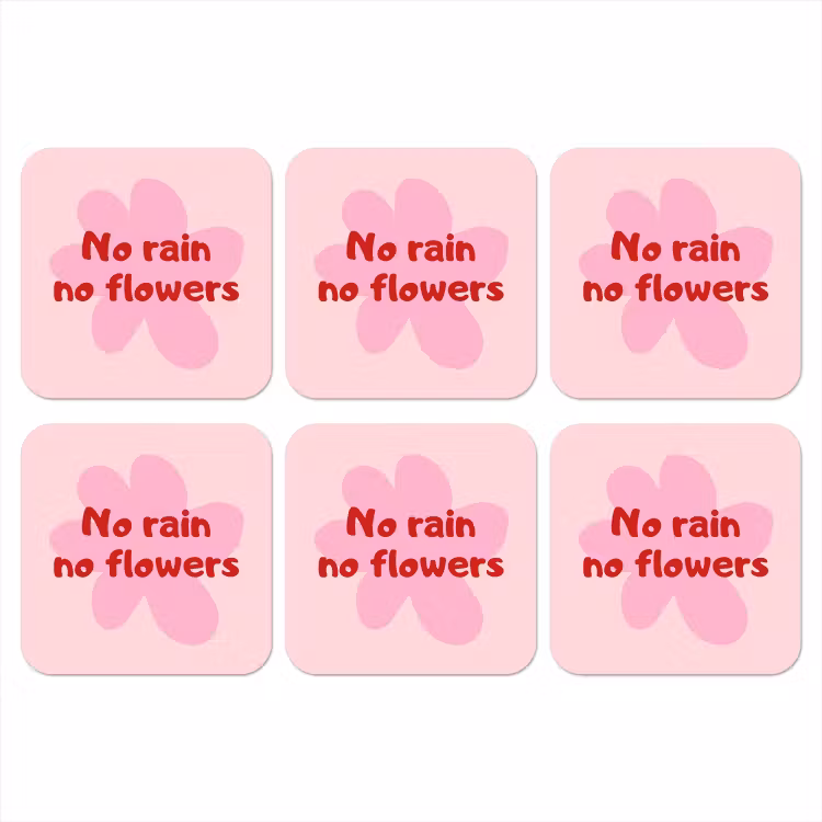 Onderzetter - No rain no flowers - Bloem - Roze — 1