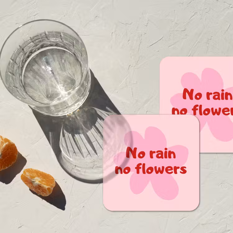 Onderzetter - No rain no flowers - Bloem - Roze — 3