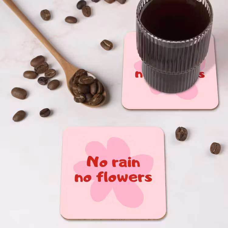 Onderzetter - No rain no flowers - Bloem - Roze — 4
