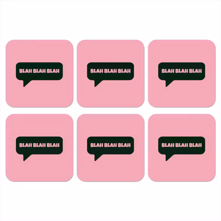 Onderzetter - Roze - Tekstwolk - Groen - BLAH BLAH BLAH — 1