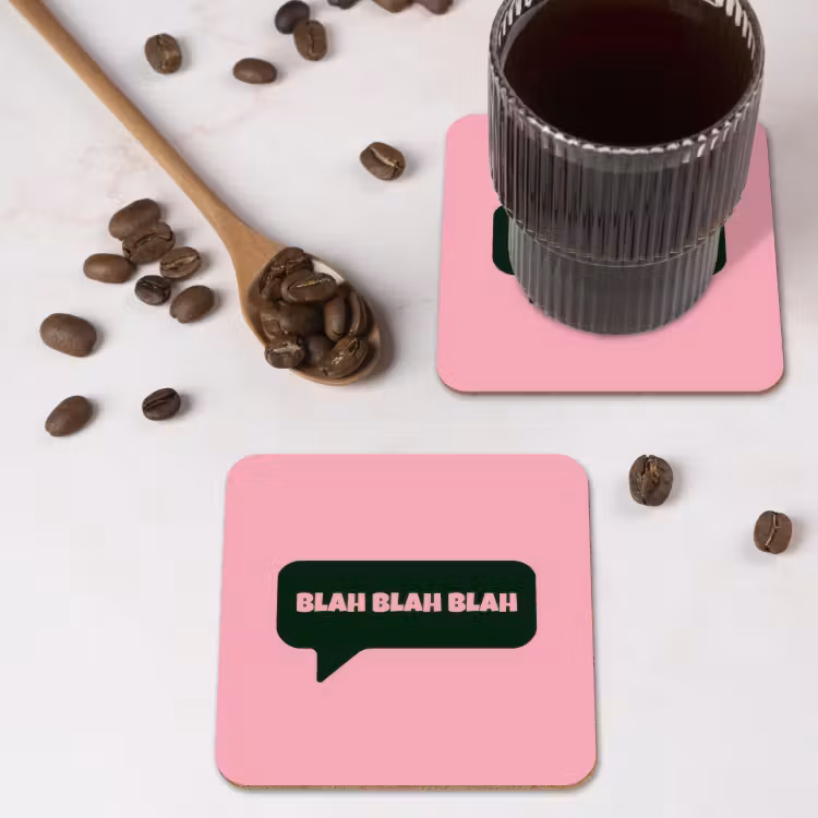 Onderzetter - Roze - Tekstwolk - Groen - BLAH BLAH BLAH — 4