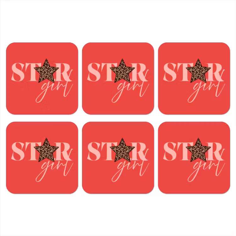 Onderzetter​ - Star girl - Rood - Panter - Ster — 1