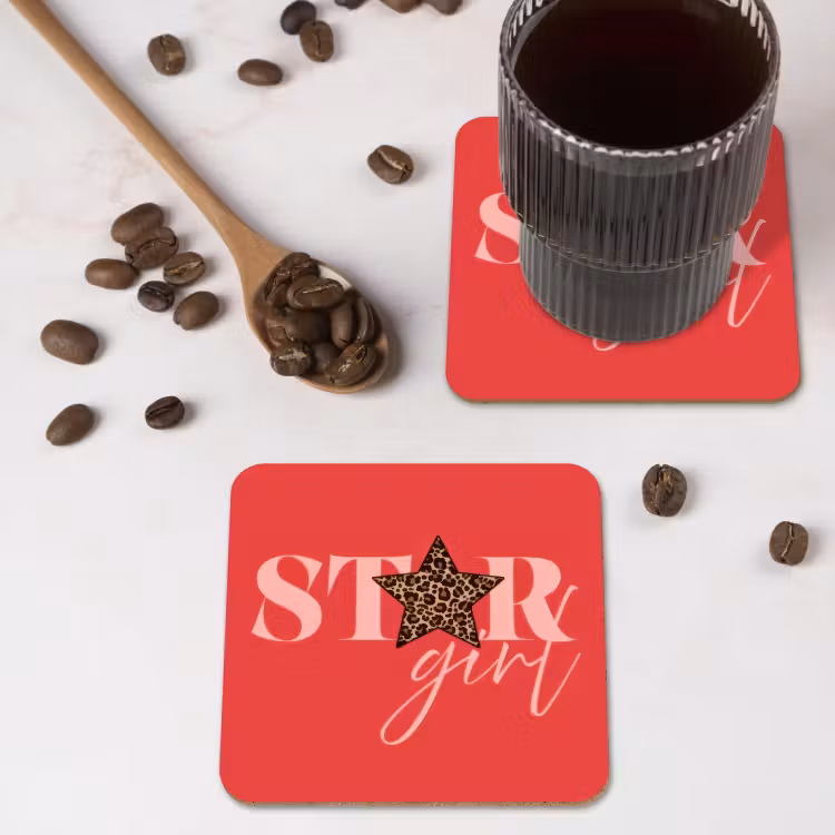 Onderzetter​ - Star girl - Rood - Panter - Ster — 4