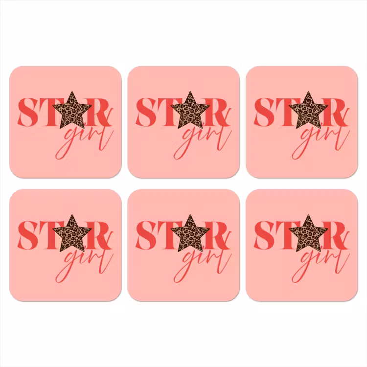 Onderzetter - Star girl - Roze - Panter - Ster — 1