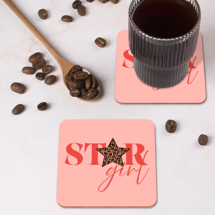 Onderzetter - Star girl - Roze - Panter - Ster — 4