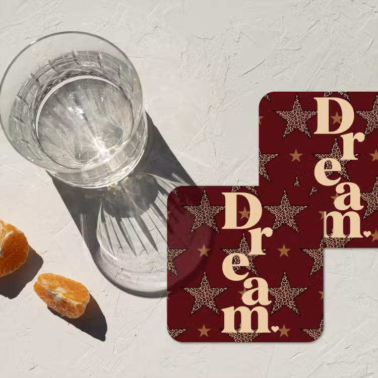 Onderzetter - Sterren - Luipaardprint - Dream - Bordeaux — 3
