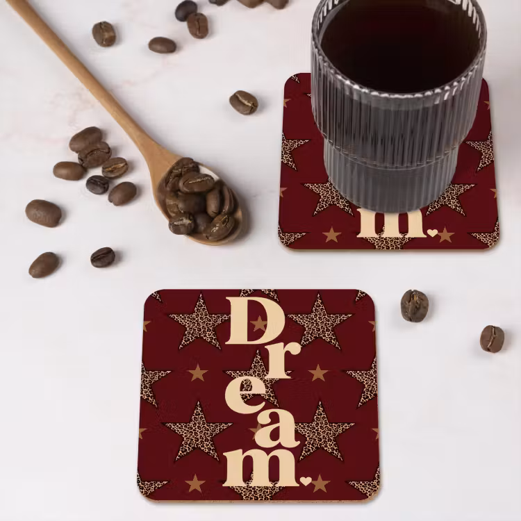 Onderzetter - Sterren - Luipaardprint - Dream - Bordeaux — 4