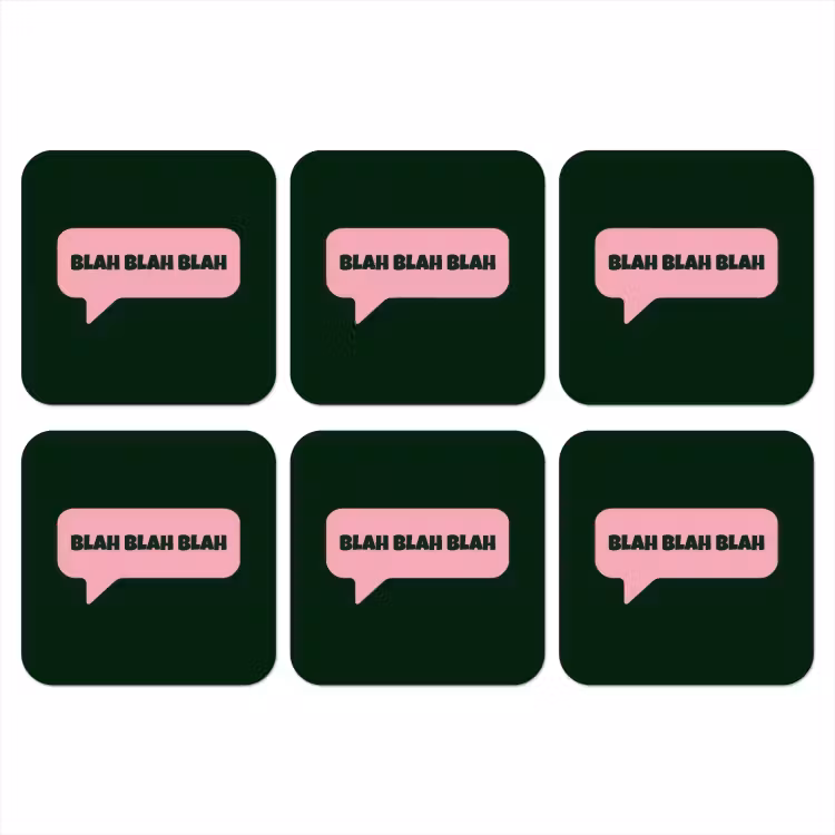 Onderzetter - Tekstwolk - BLAH BLAH BLAH - Roze — 1