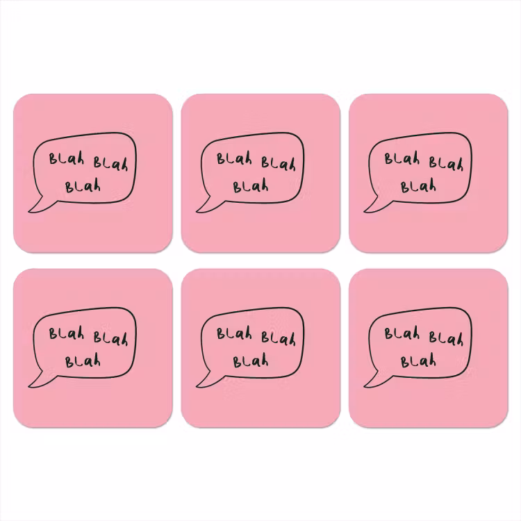 Onderzetter - Tekstwolkje - BLAH BLAH BLAH - Roze — 1