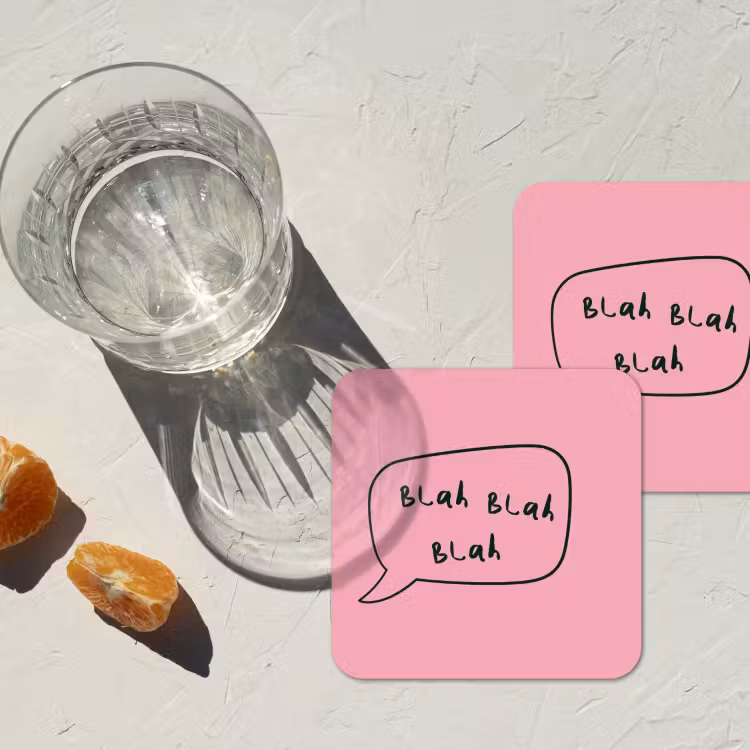 Onderzetter - Tekstwolkje - BLAH BLAH BLAH - Roze — 3