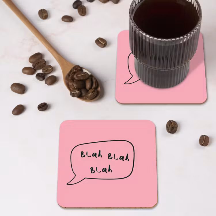 Onderzetter - Tekstwolkje - BLAH BLAH BLAH - Roze — 4