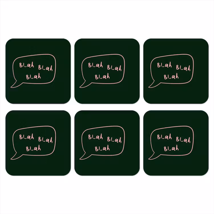 Onderzetter - Tekstwolkje - Donkergroen - BLAH BLAH BLAH — 1