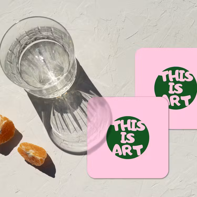 Onderzetter - This is art - Tekst - Cirkel - Groen — 3