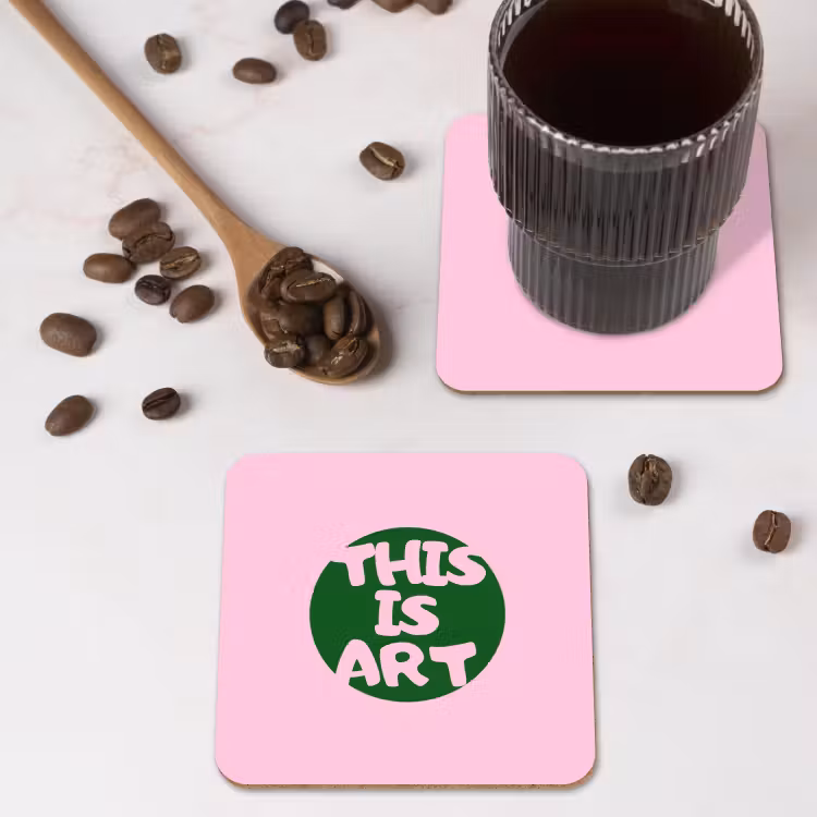 Onderzetter - This is art - Tekst - Cirkel - Groen — 4