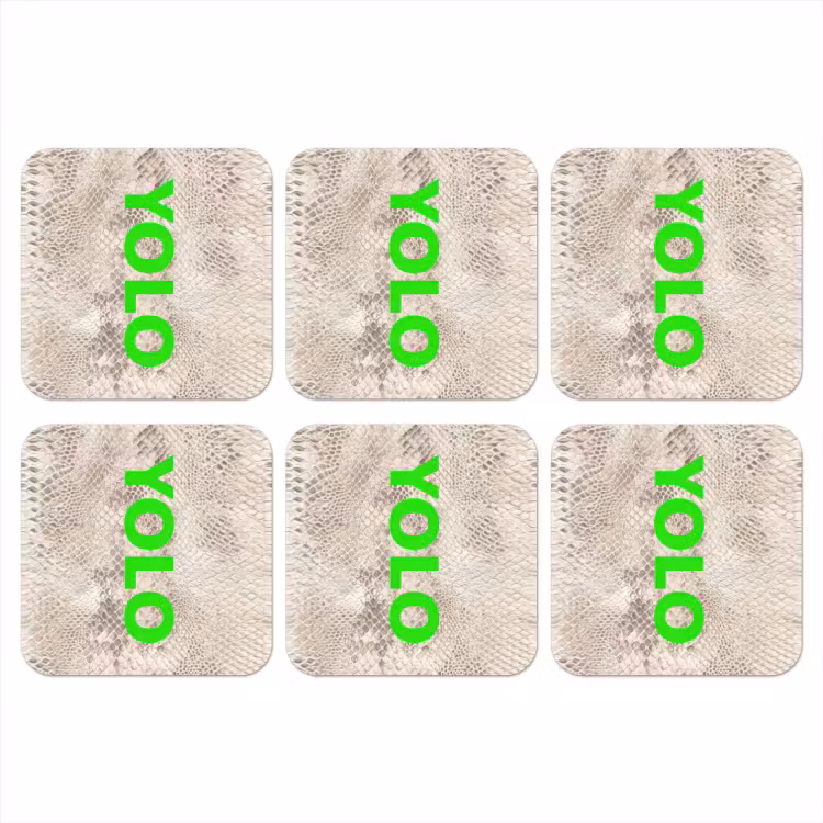 Onderzetter - YOLO - Groen - Neon - Slangenprnt — 1