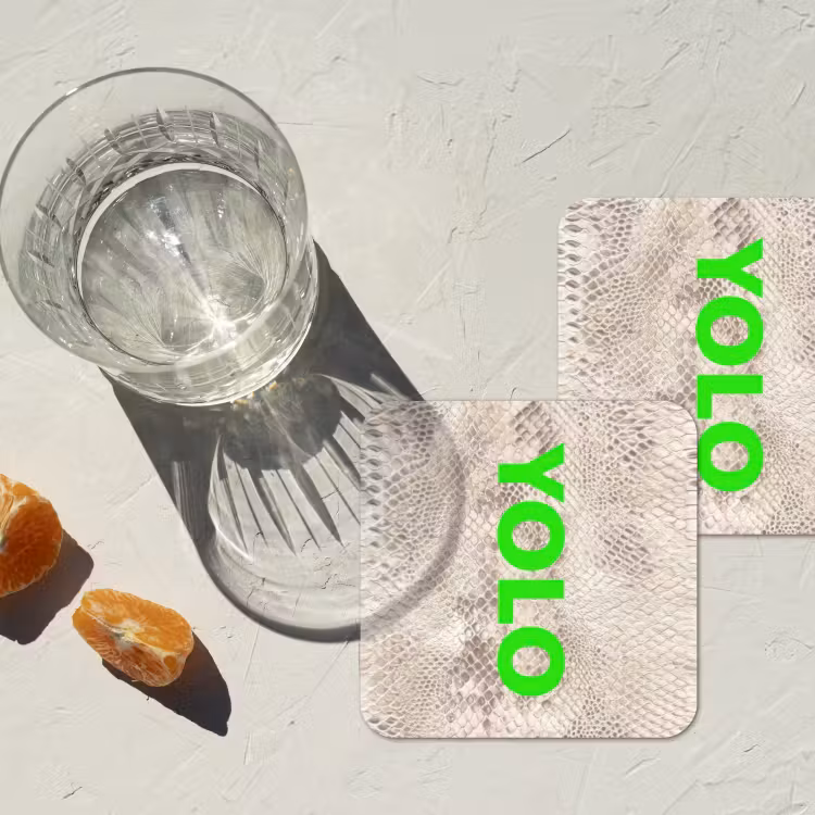 Onderzetter - YOLO - Groen - Neon - Slangenprnt — 3