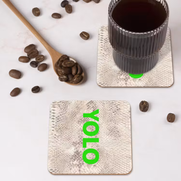 Onderzetter - YOLO - Groen - Neon - Slangenprnt — 4