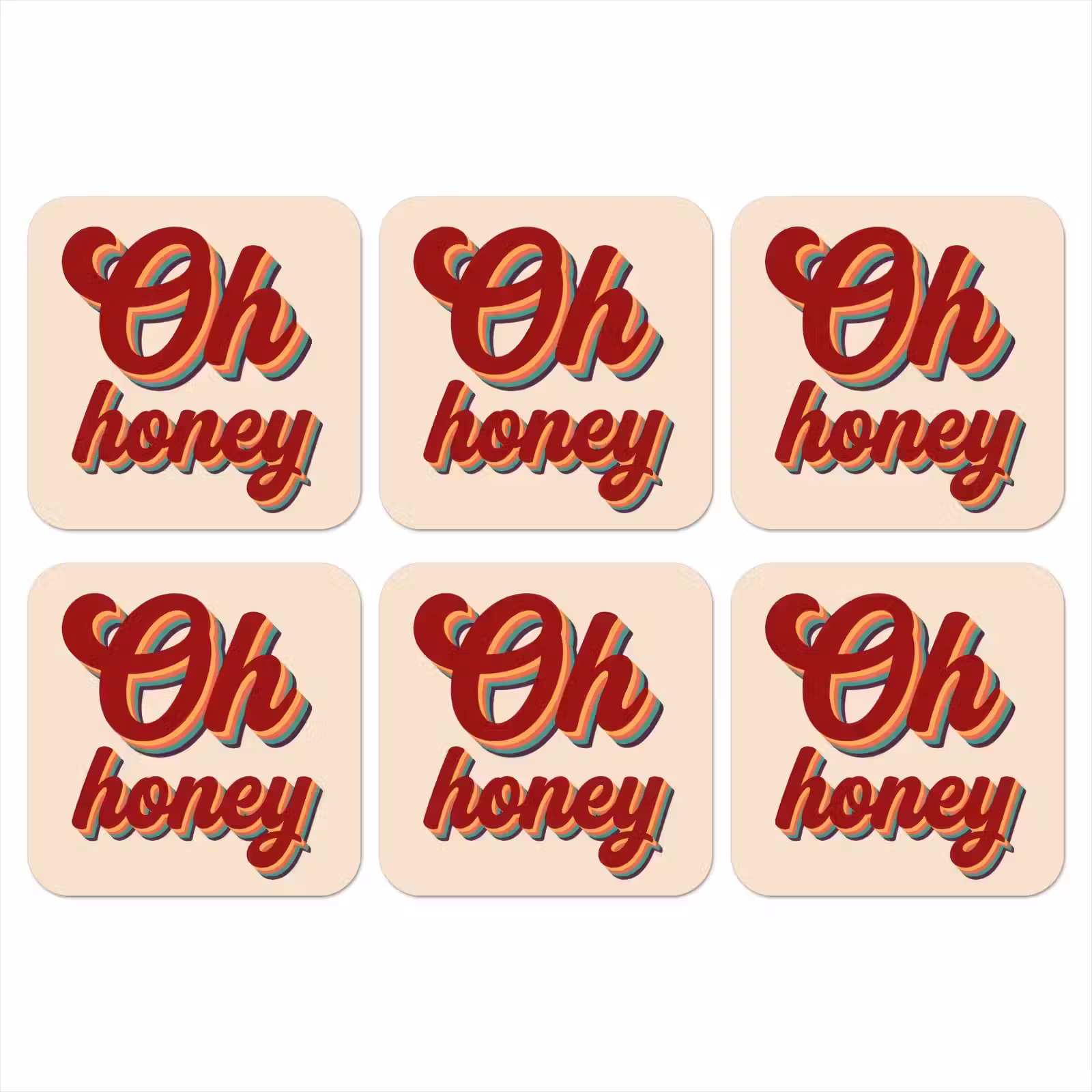 Onderzetter - Oh honey - Rood - Schaduw — 1