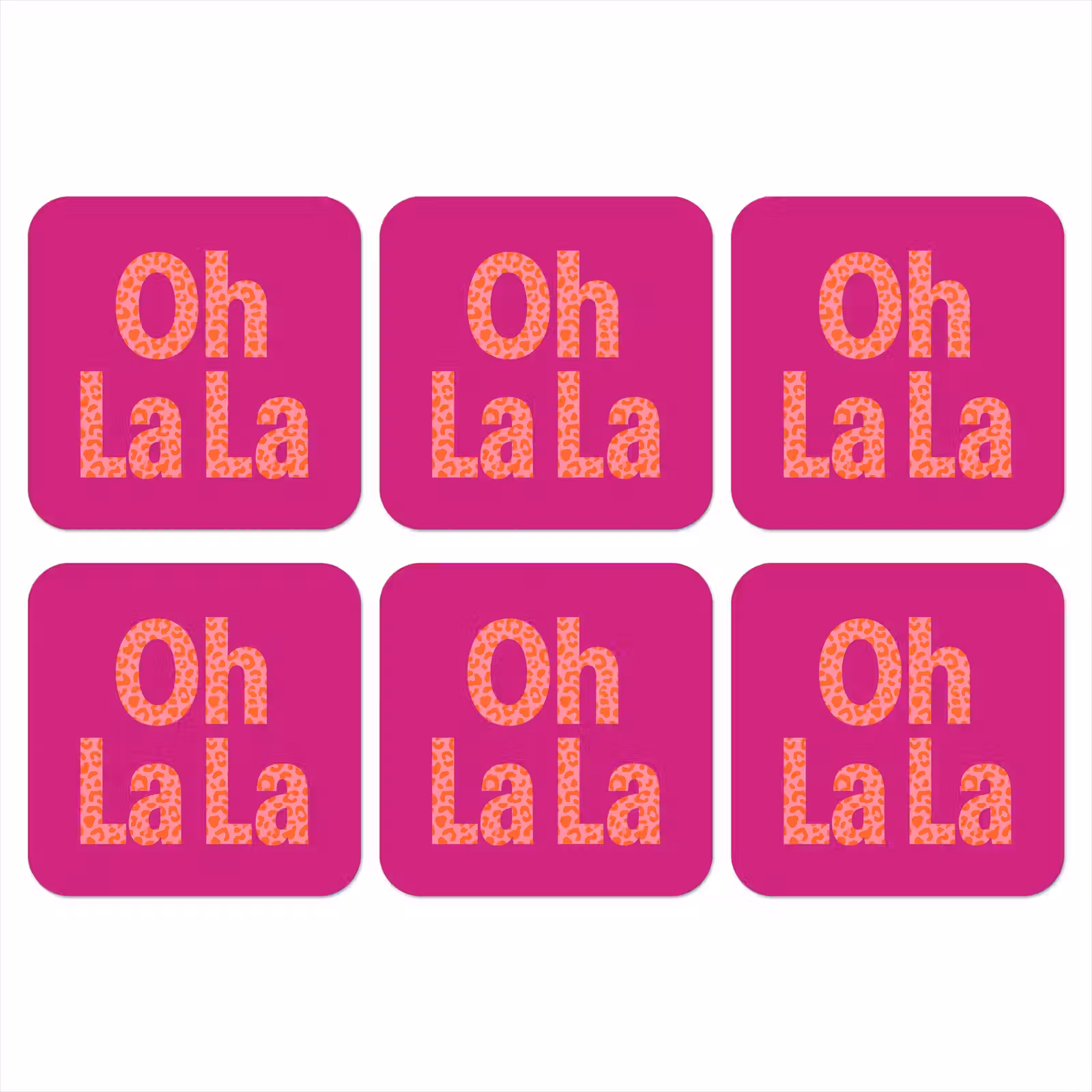 Onderzetter - Oh la la - Luipaardprint - Roze — 1