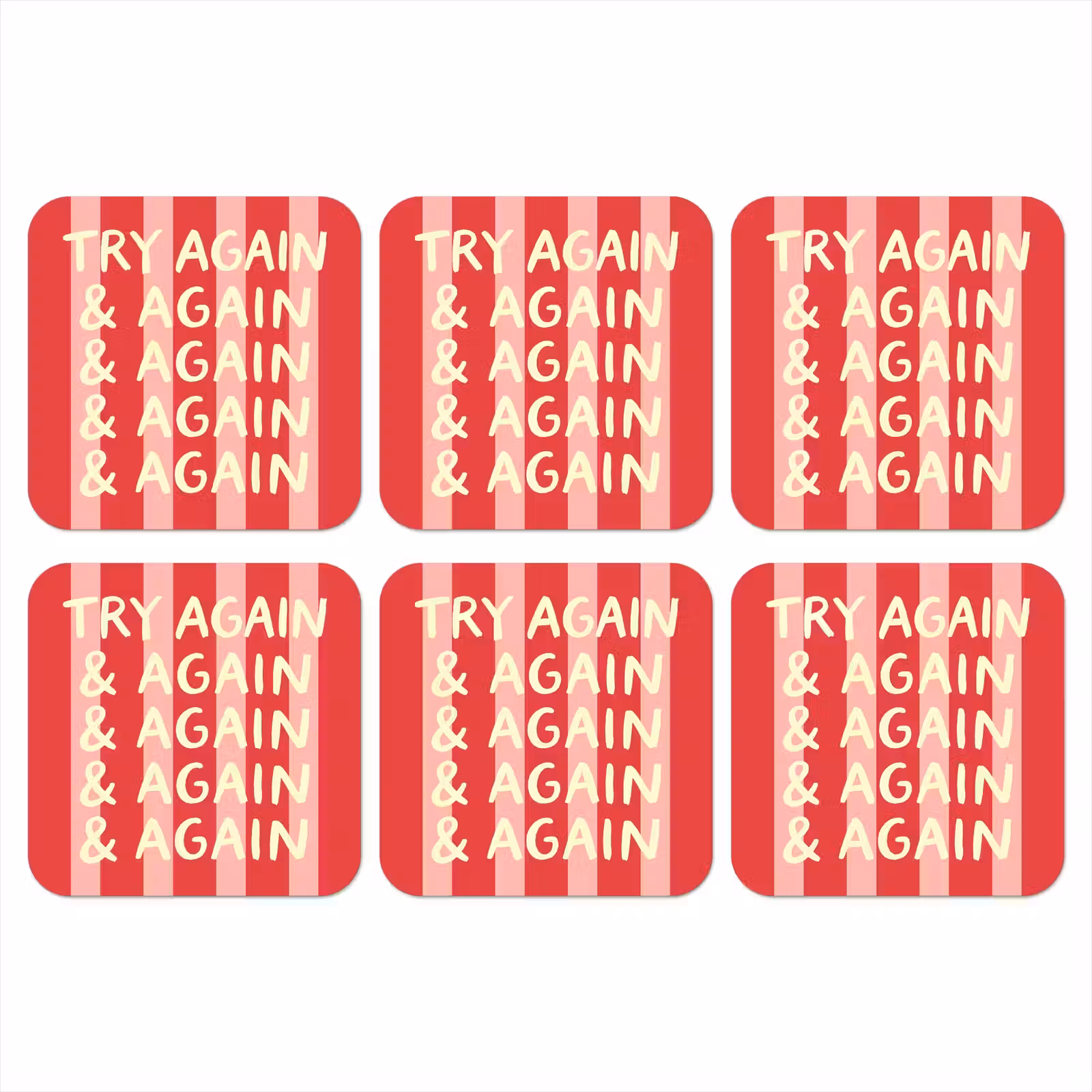 Onderzetter - Strepen - Rood - Try again — 1