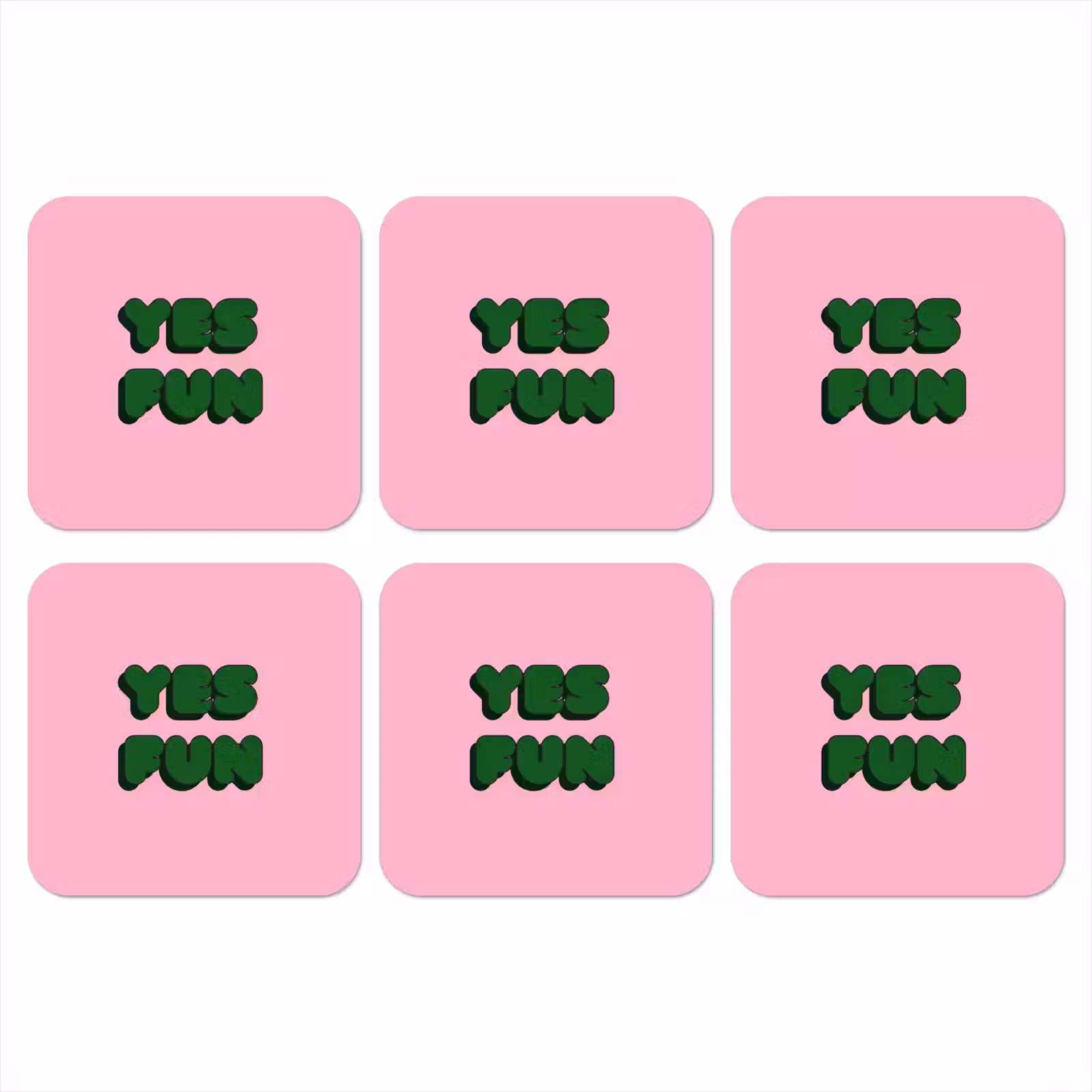 Onderzetter - Yes fun - Groen - Roze — 1