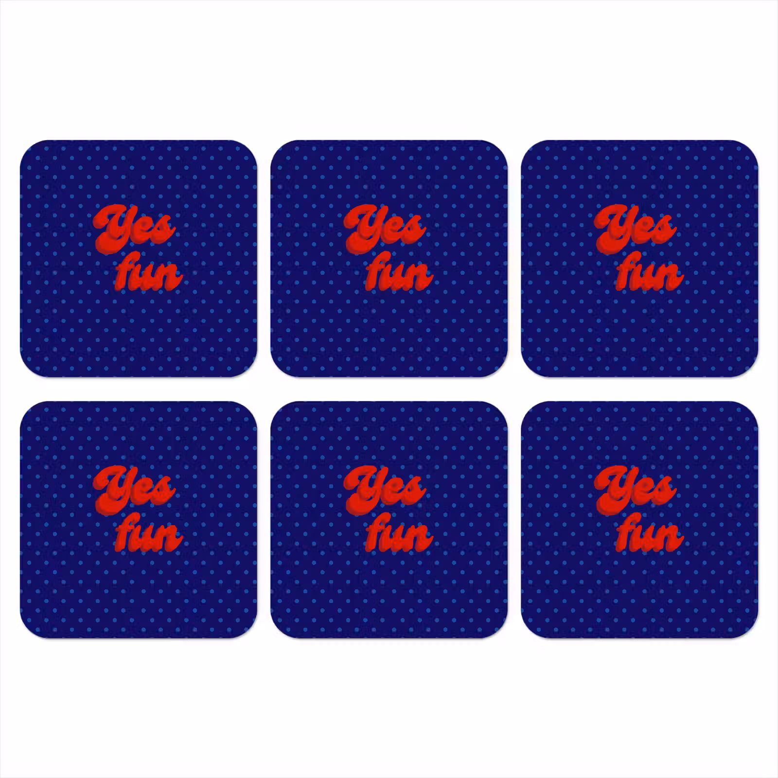 Onderzetter - Yes fun - Rood - Blauw - Stippen — 1