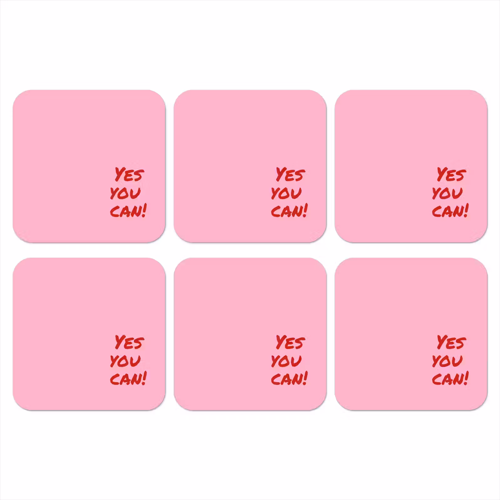 Onderzetter - Yes you can do it - Rood - Roze — 1