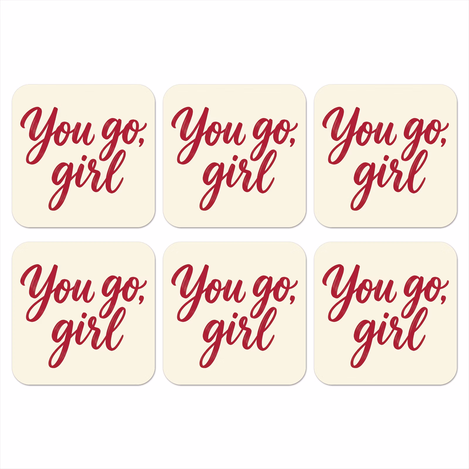 Onderzetter - you go girl - Rood - Wit — 1