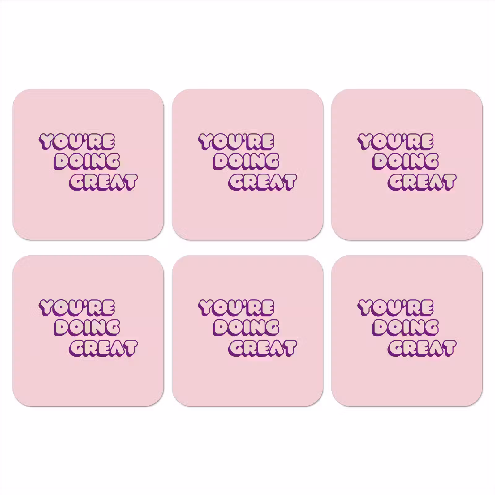 Onderzetter - You're doing great - Roze - Bubble letters — 1