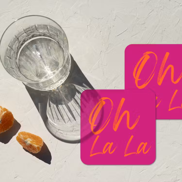 Onderzetter - Oh la la - Oranje - Roze — 3
